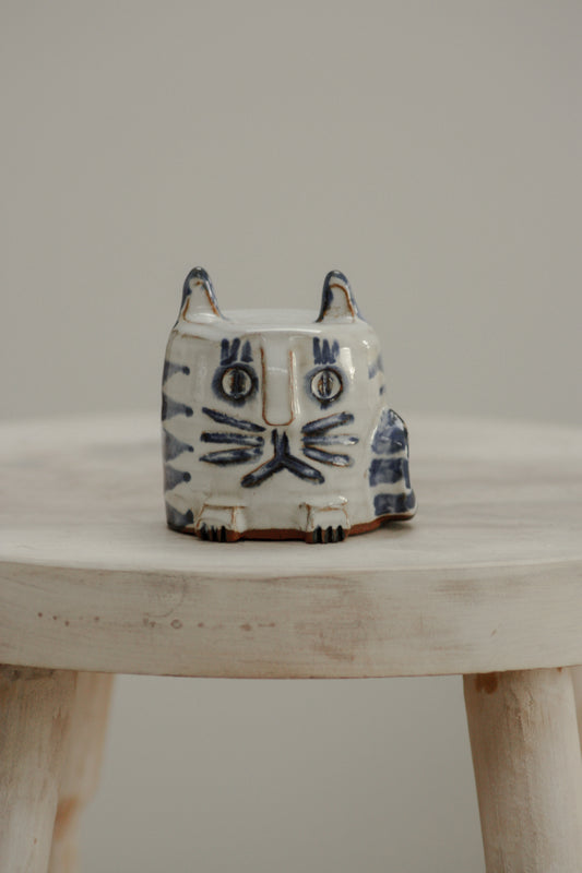 Vintage studio pottery stylised cat sculpture