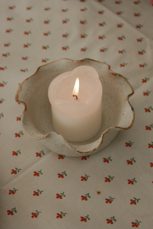 Vintage studio pottery ruffle rim bowl
