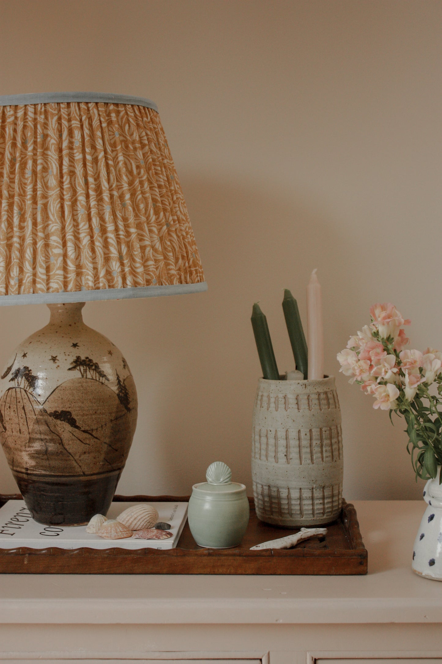 Vintage studio pottery shell pot
