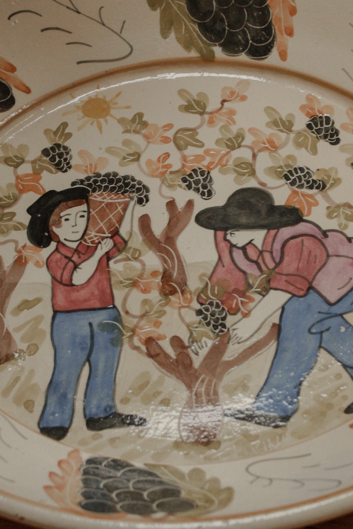 Large art pottery hand painted bowl