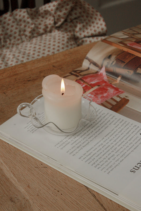 Vintage cut glass ruffle rim candleholder