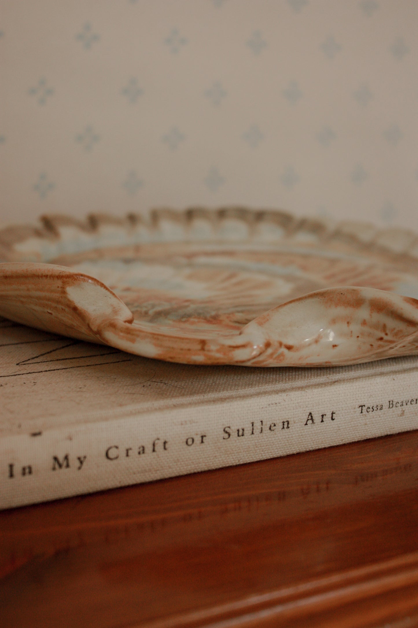 Vintage art pottery terracotta shell dish