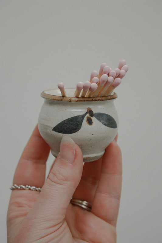 Studio pottery match pot
