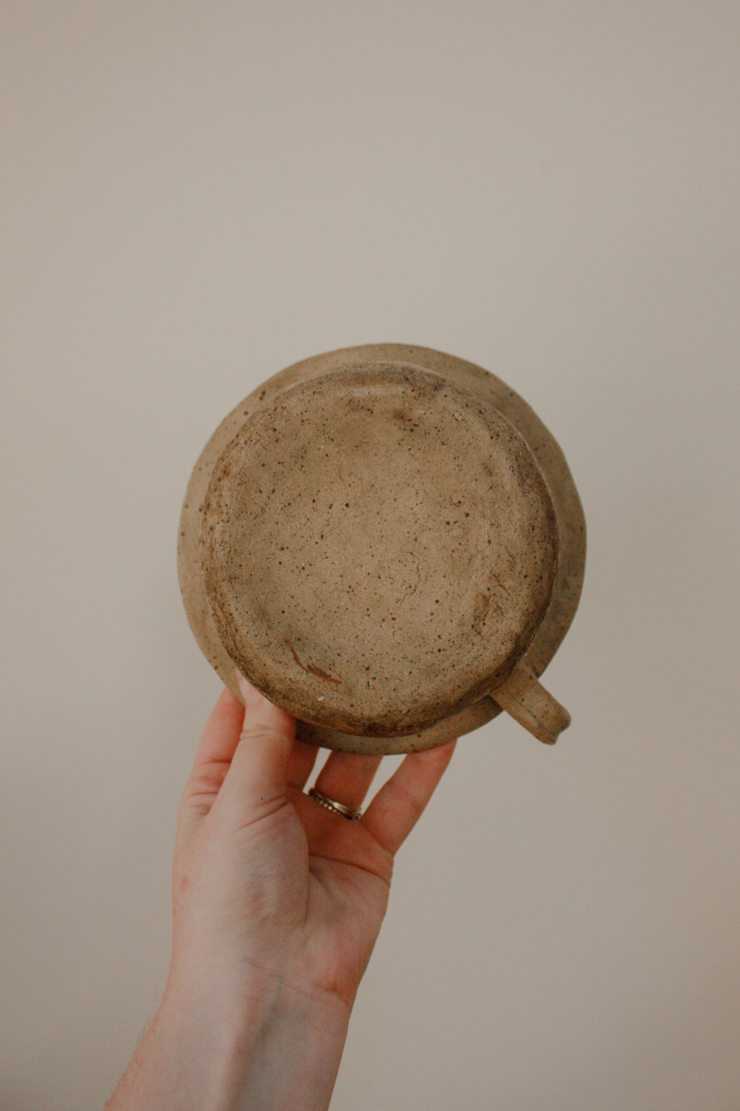 Vintage naive art pottery pot / candle holder