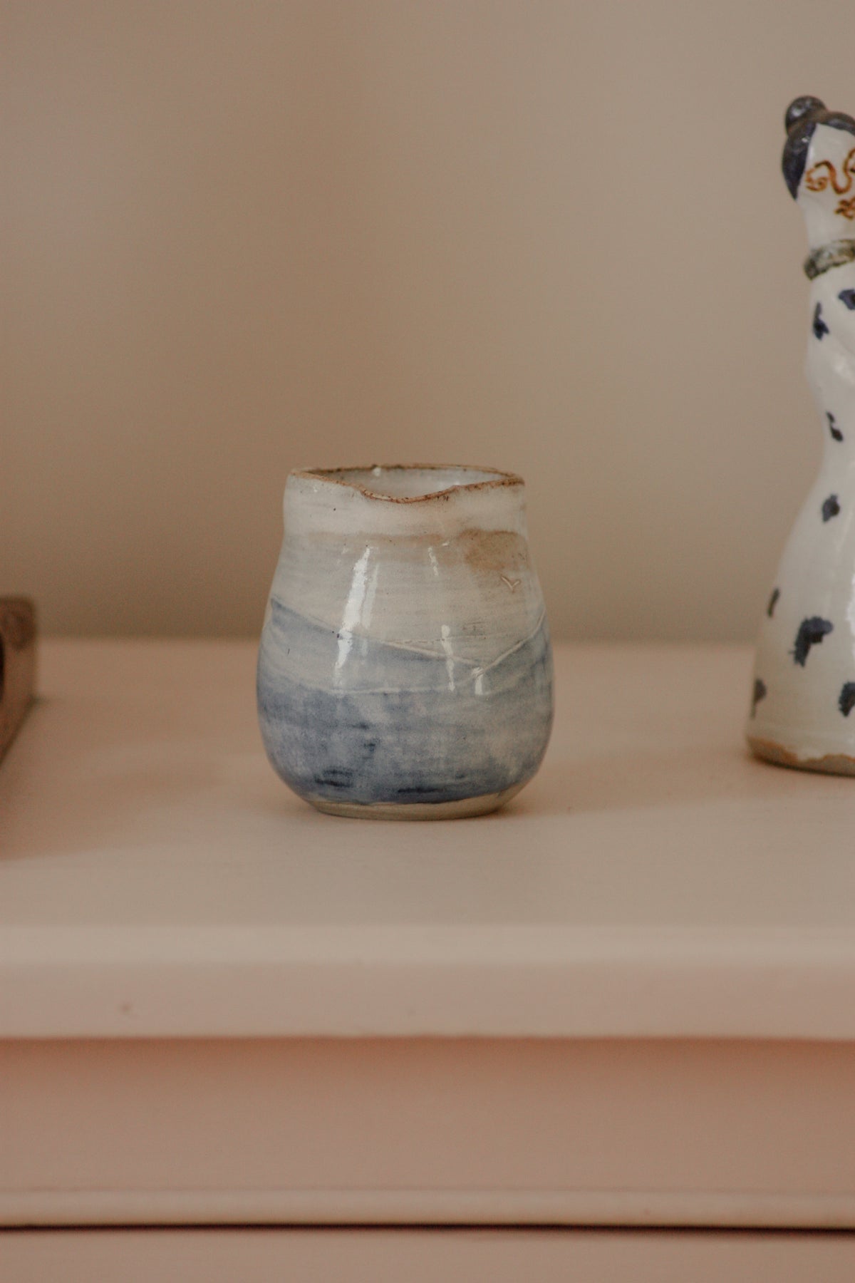 Contemporary studio art pottery cliff scene creamer
